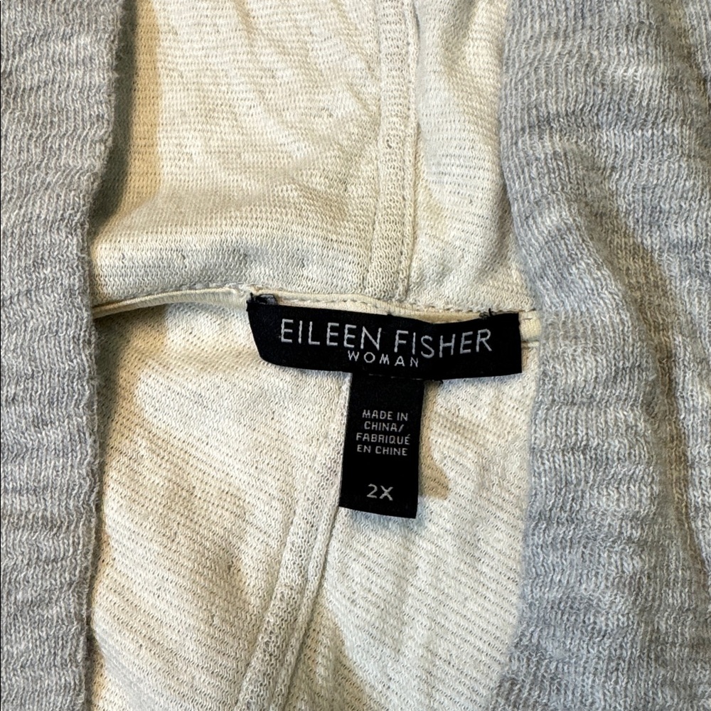Eileen Fisher womens 2X gray solid organic cotton open front hoodie - Picture 2 of 4